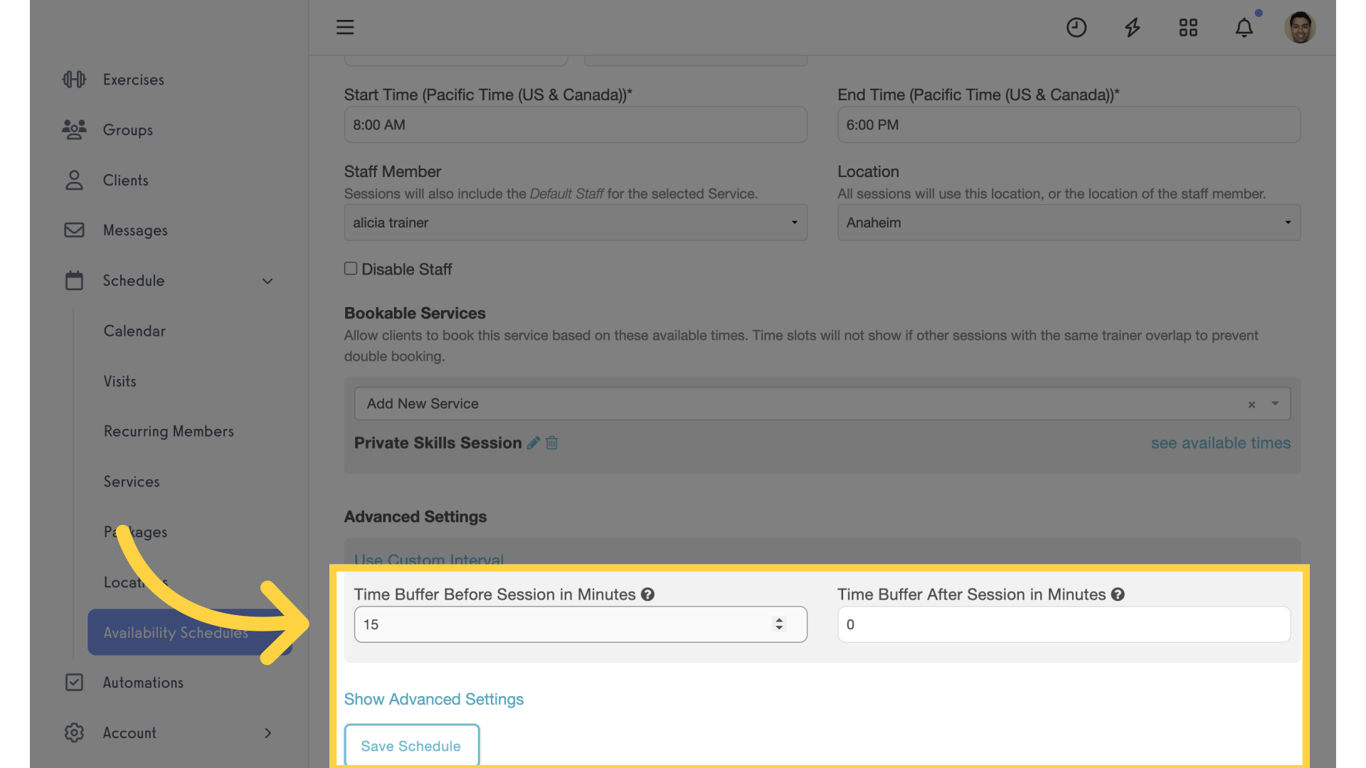 Add a buffer in Advanced Settings.