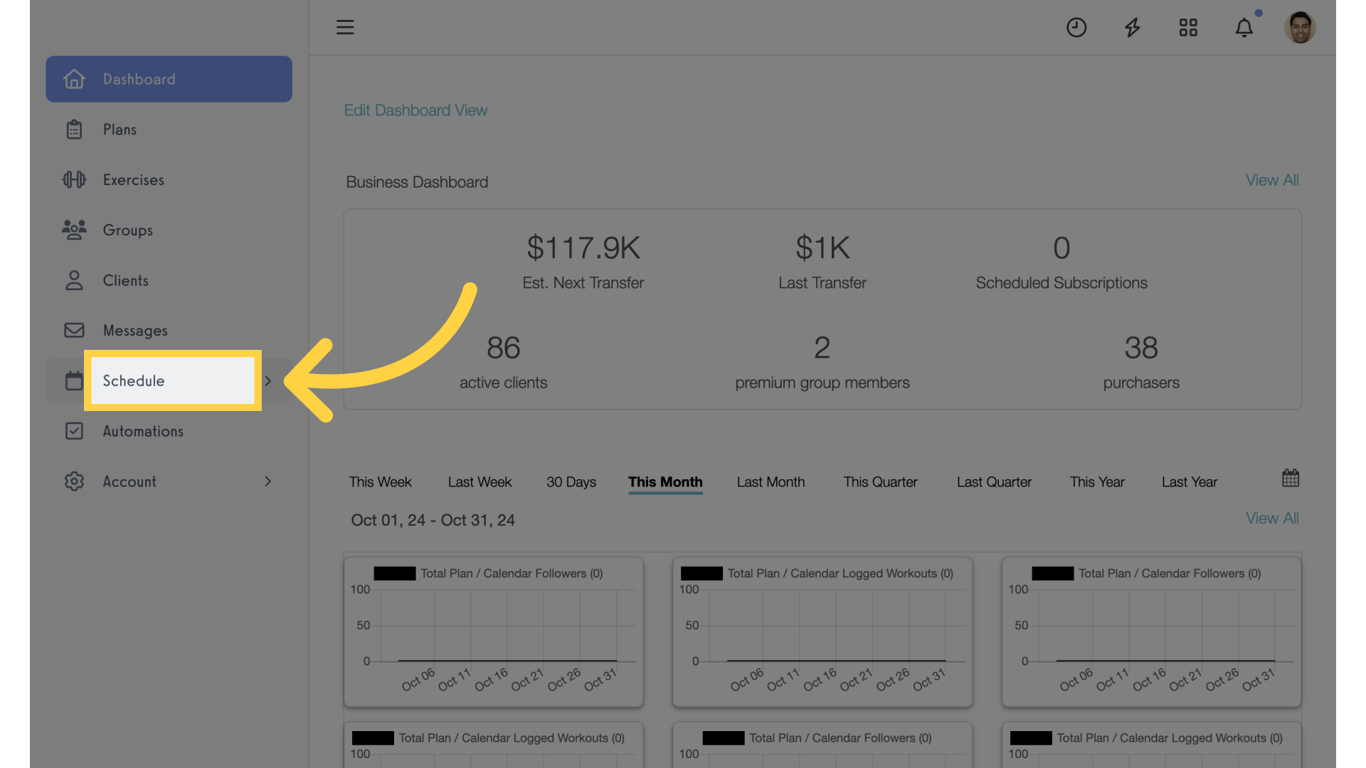 Navigate to the Schedule tab.