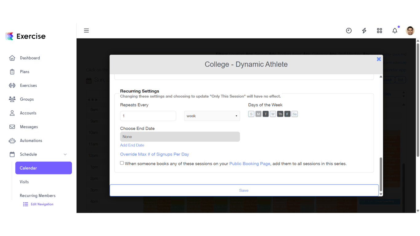 Edit the Recurring Settings