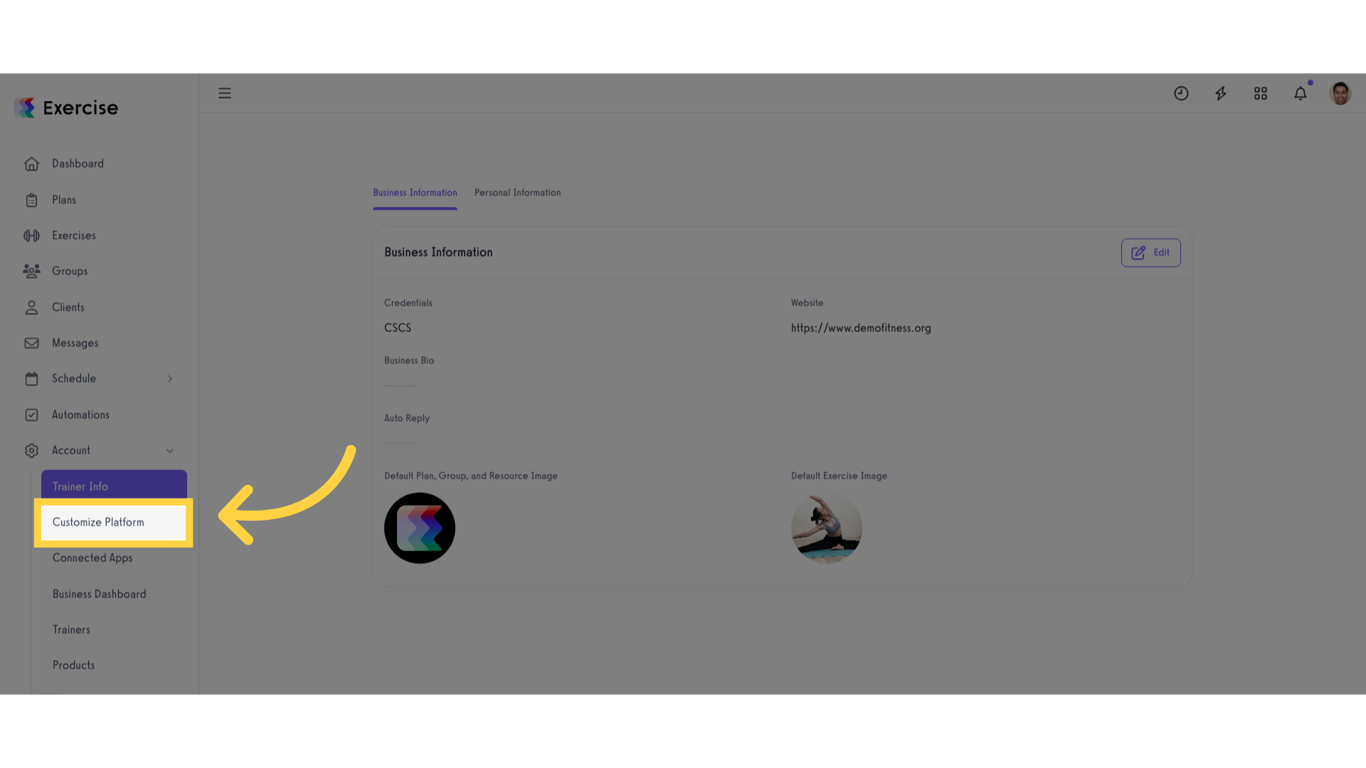 Click 'Customize Platform'.