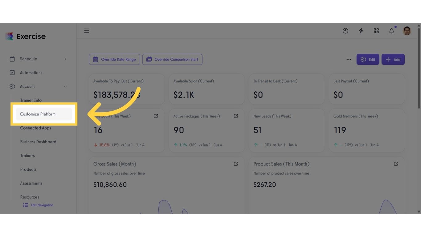 Click 'Customize Platform'