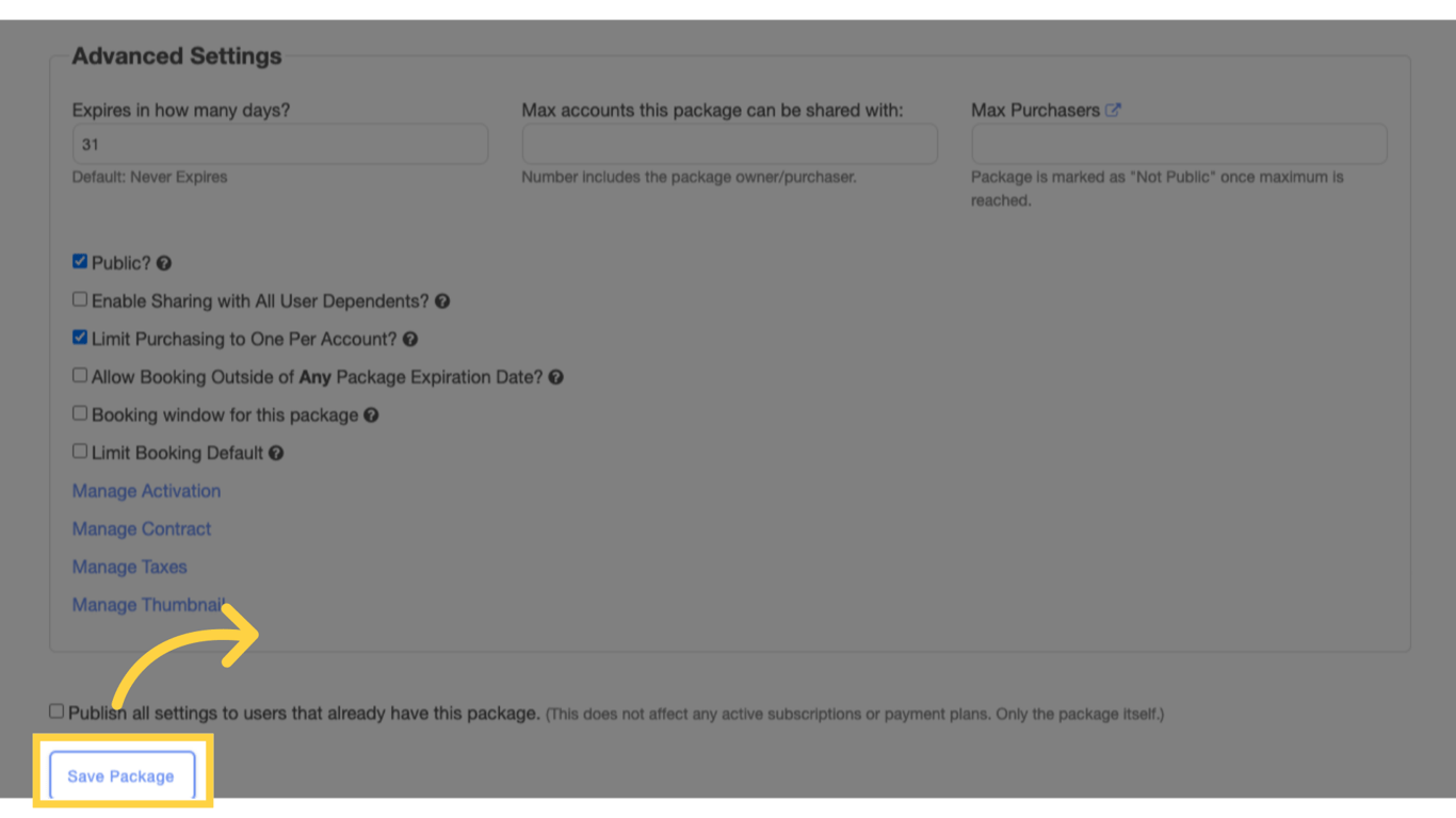 Click 'Save Package'.