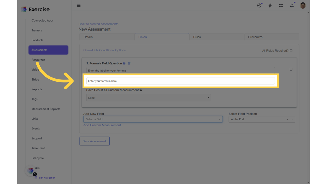 Click 'Enter your formula here'