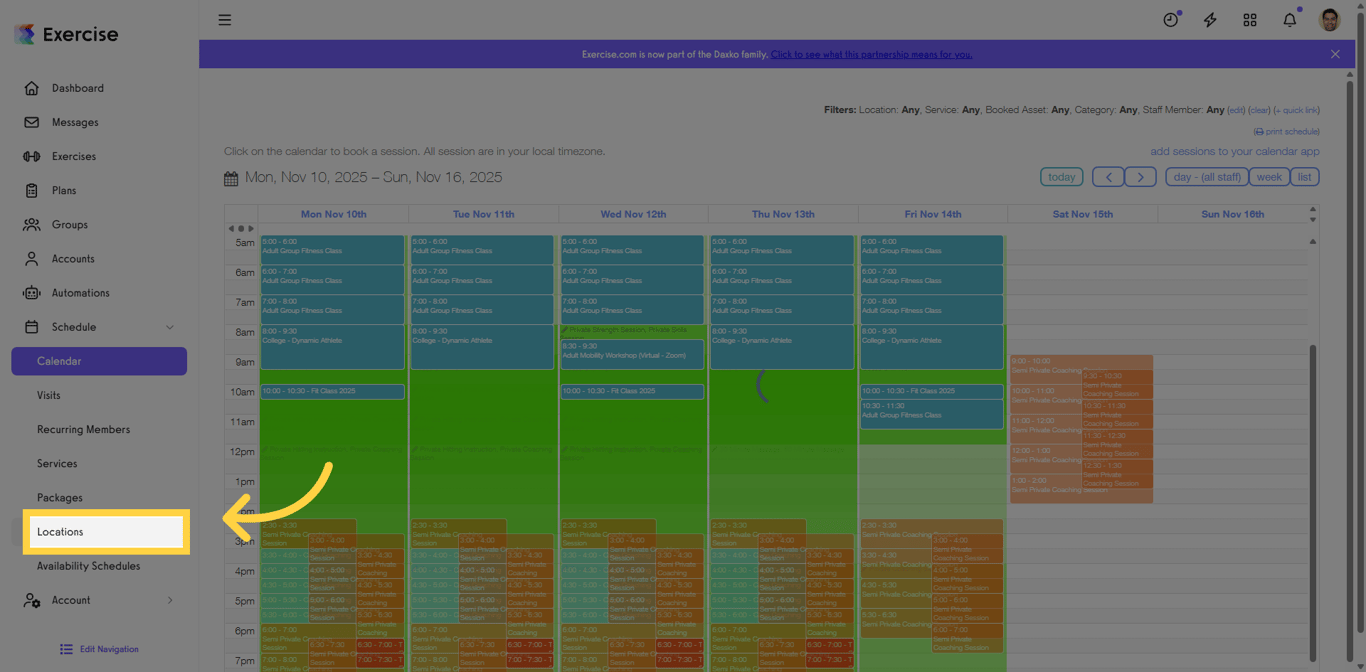 Step 2: Access Locations Menu