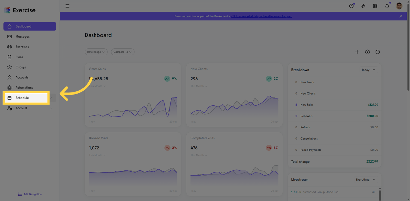 Step 1: Navigate to Schedule Section
