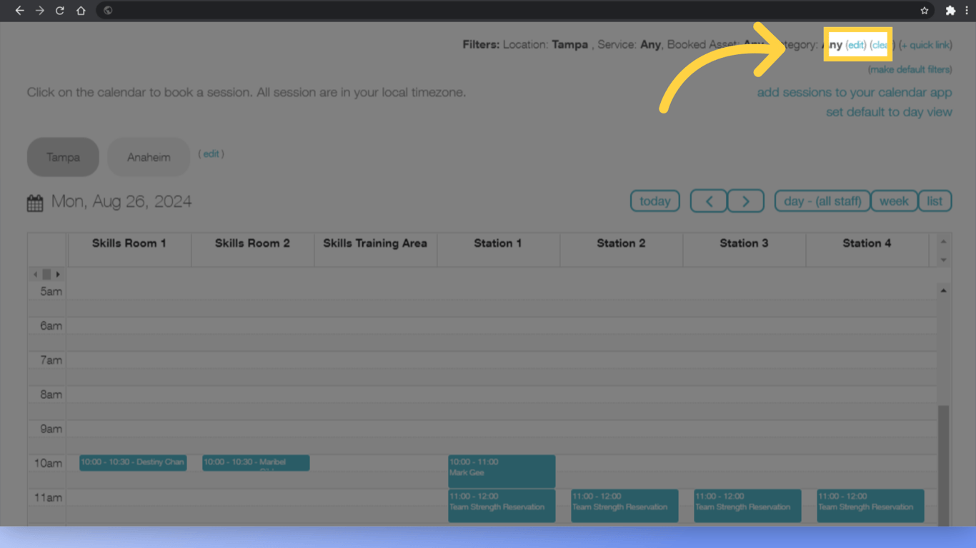 Click the 'edit' link to adjust your filters.