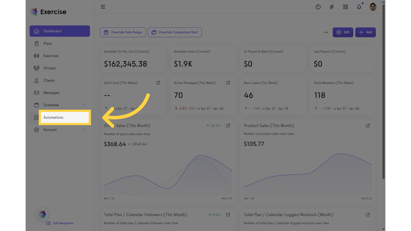 Click on the “Automations” tab on the left side bar.