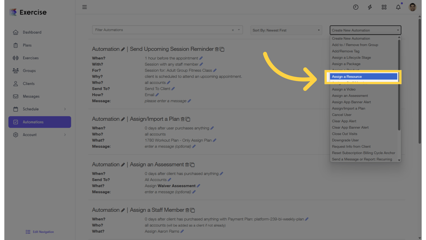 Select 'Assign a Resource'