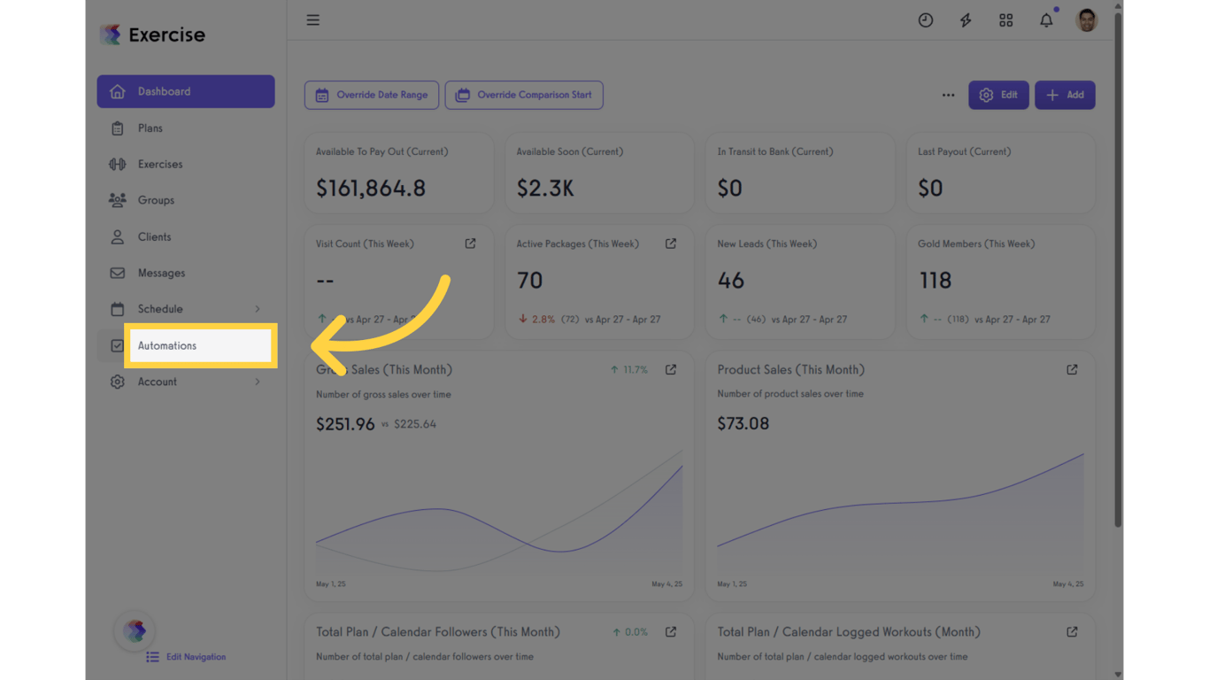Click on the “Automations” tab on the left side bar.