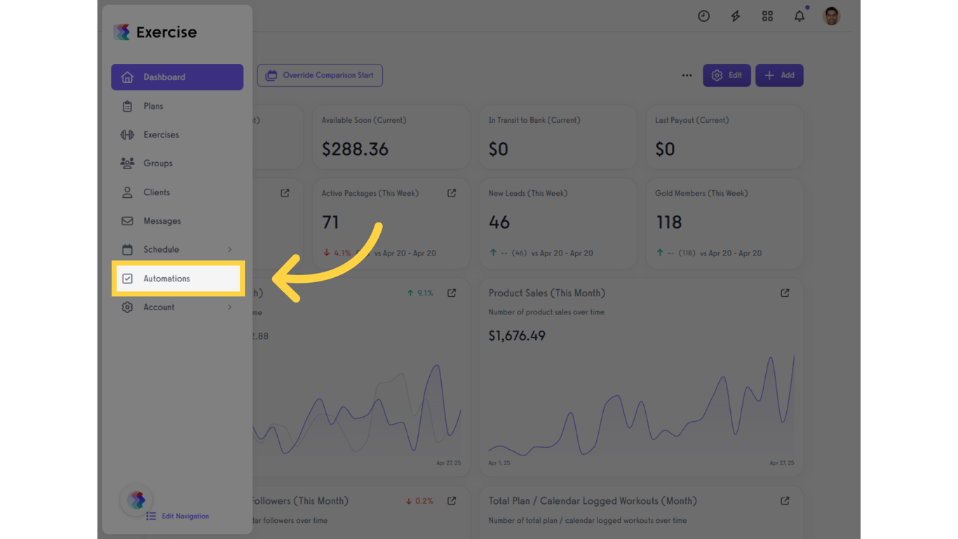 Click on the “Automations” tab on the left side bar.