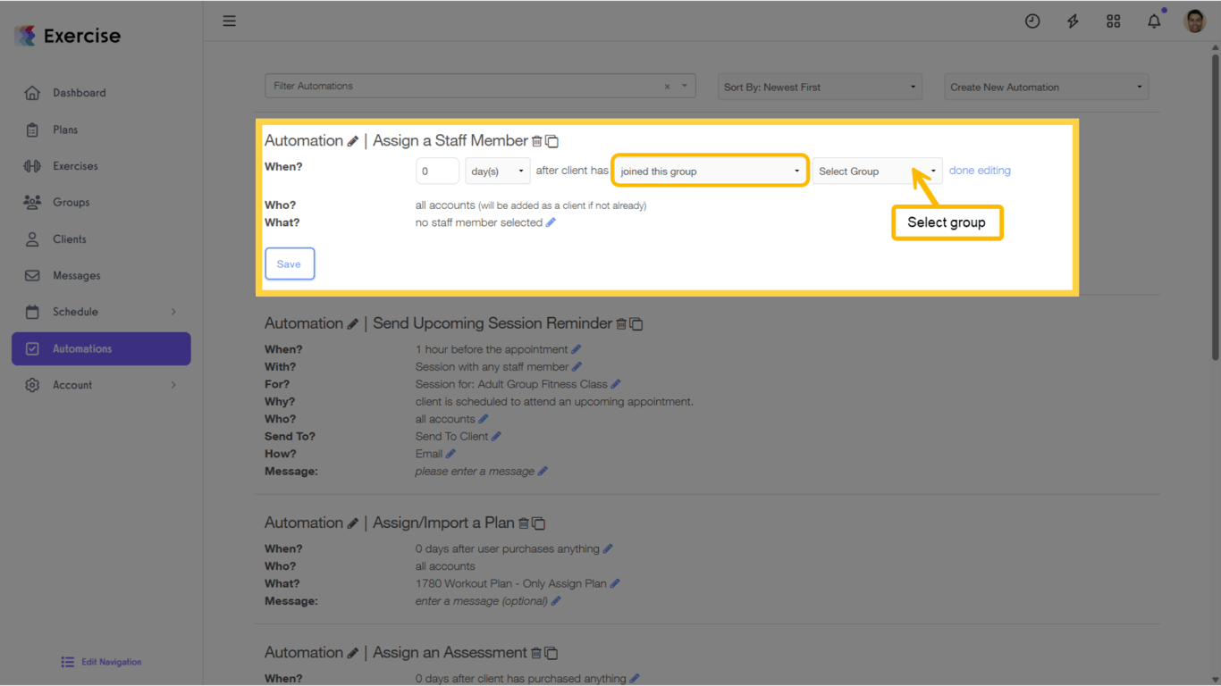 Option 5: For has “joined this group”, select the group.