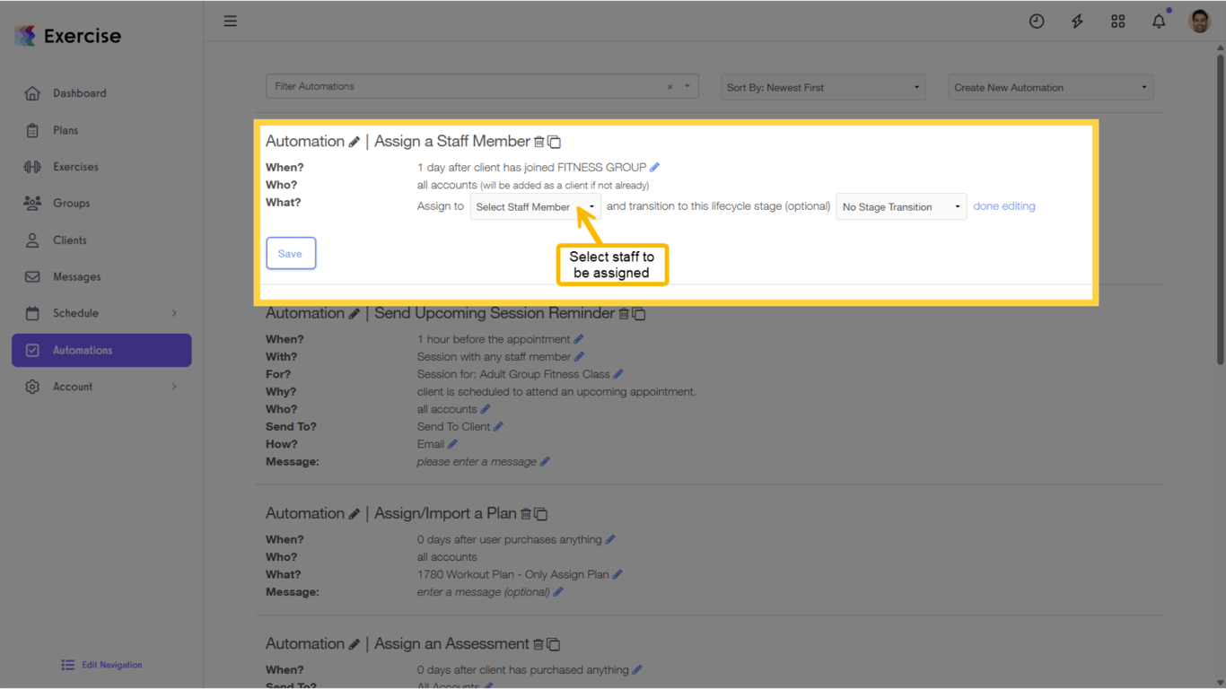 Select staff member and save.