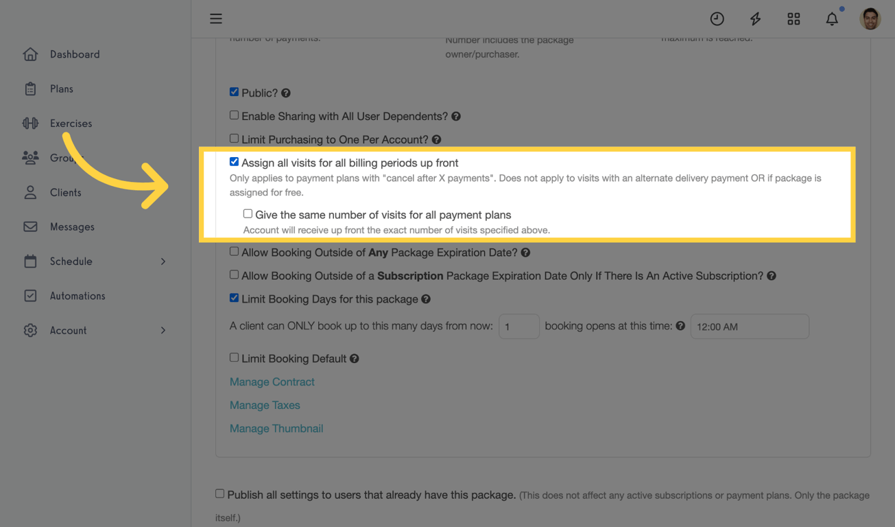 Assign All Visits Up Front setting
