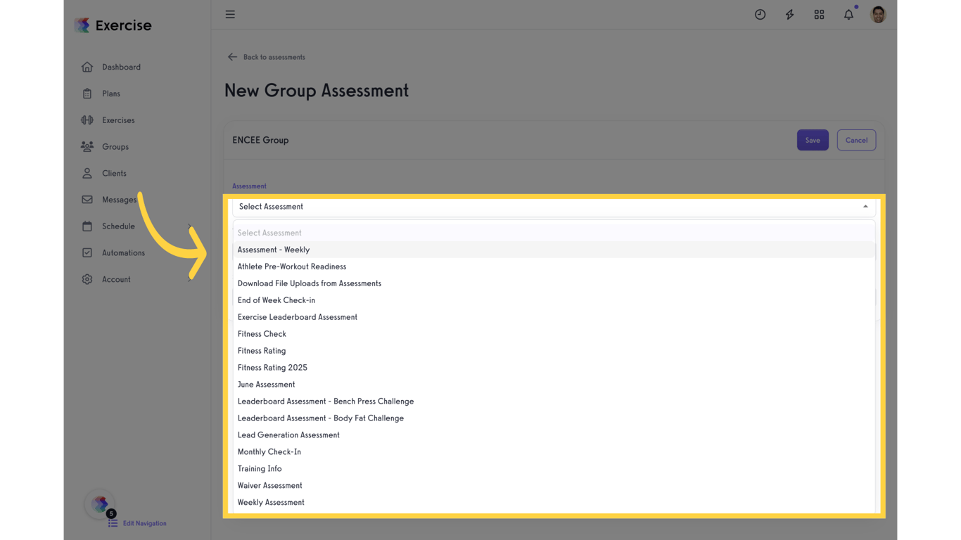 Click on  'Assessment - Weekly'