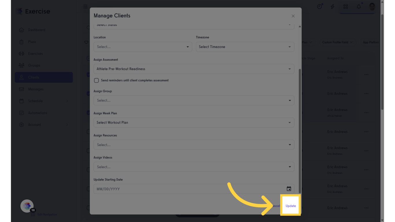  Click on the “Update” button to save.