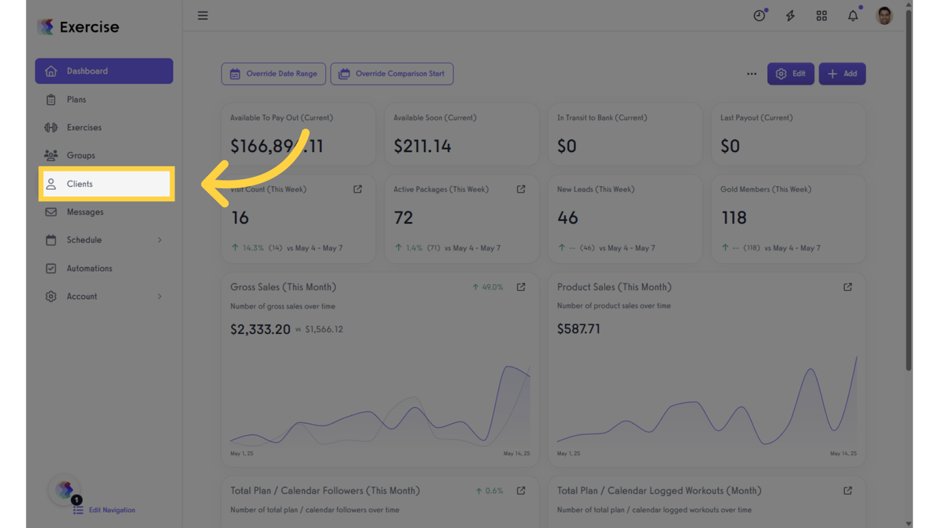  Click on the “Clients” tab on the left side bar.