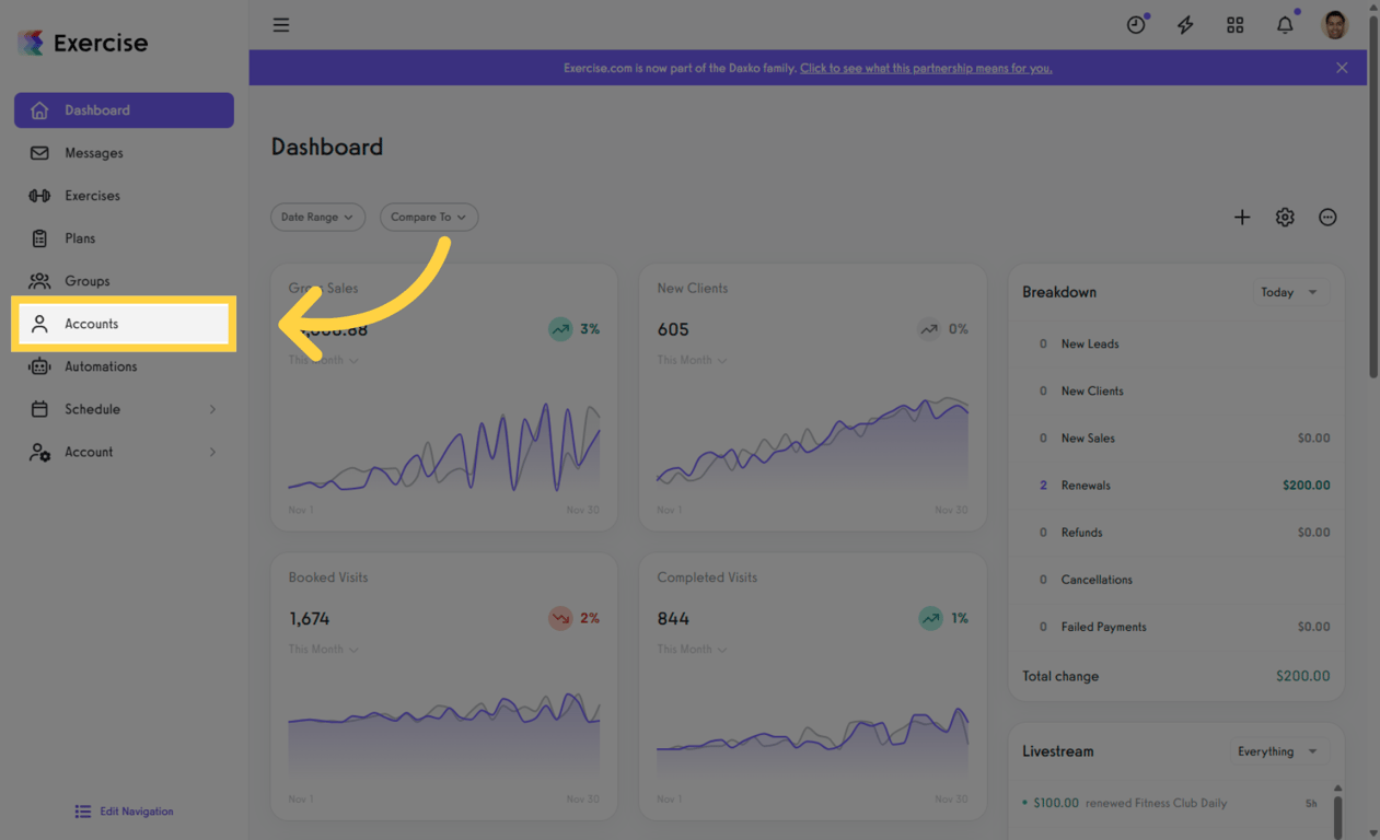 Navigate To Accounts