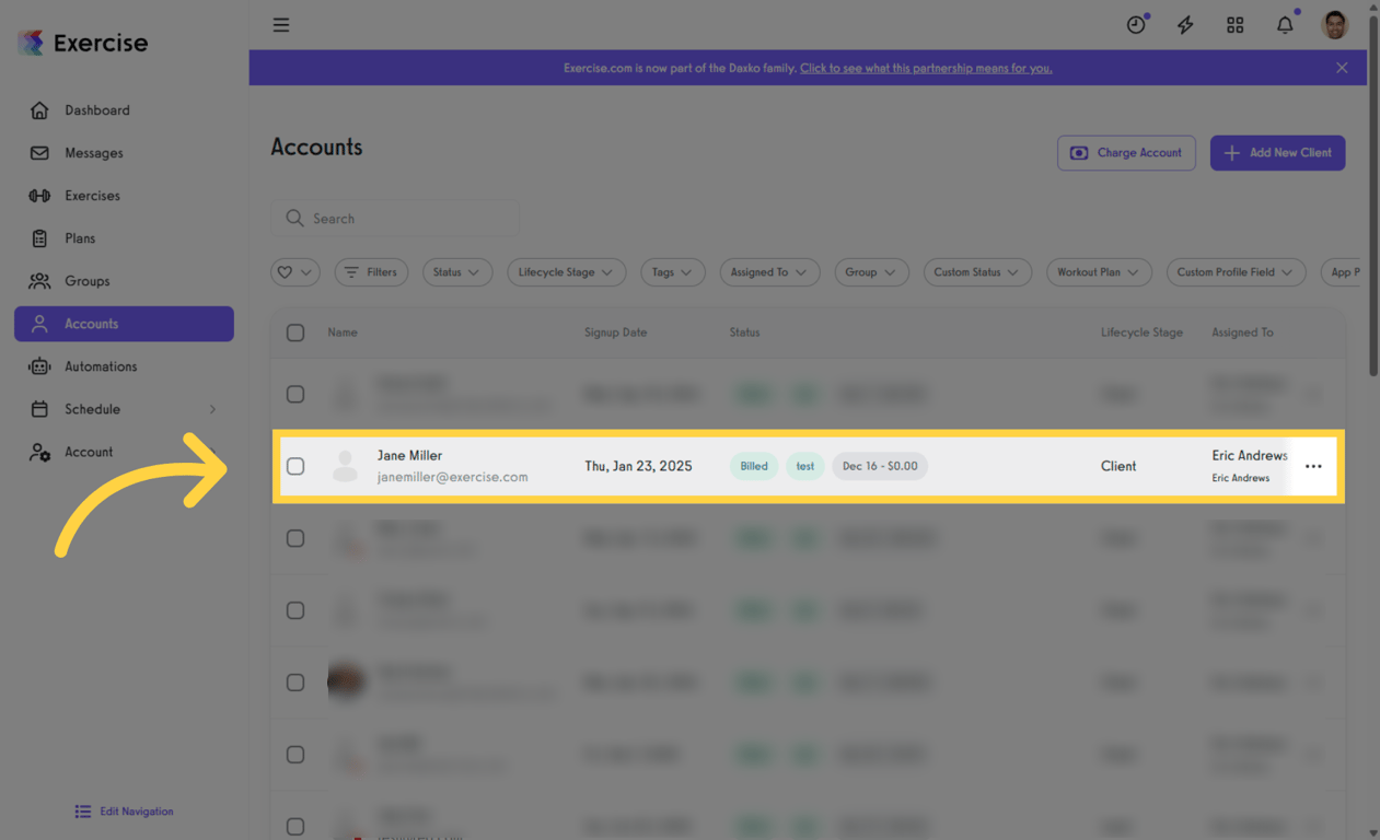 Select Client Profile