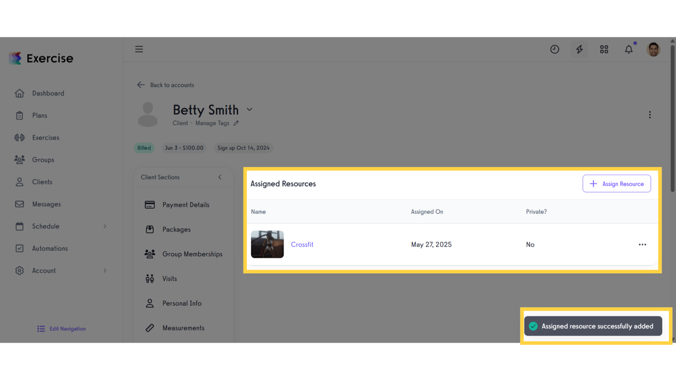 View Assigned Resources