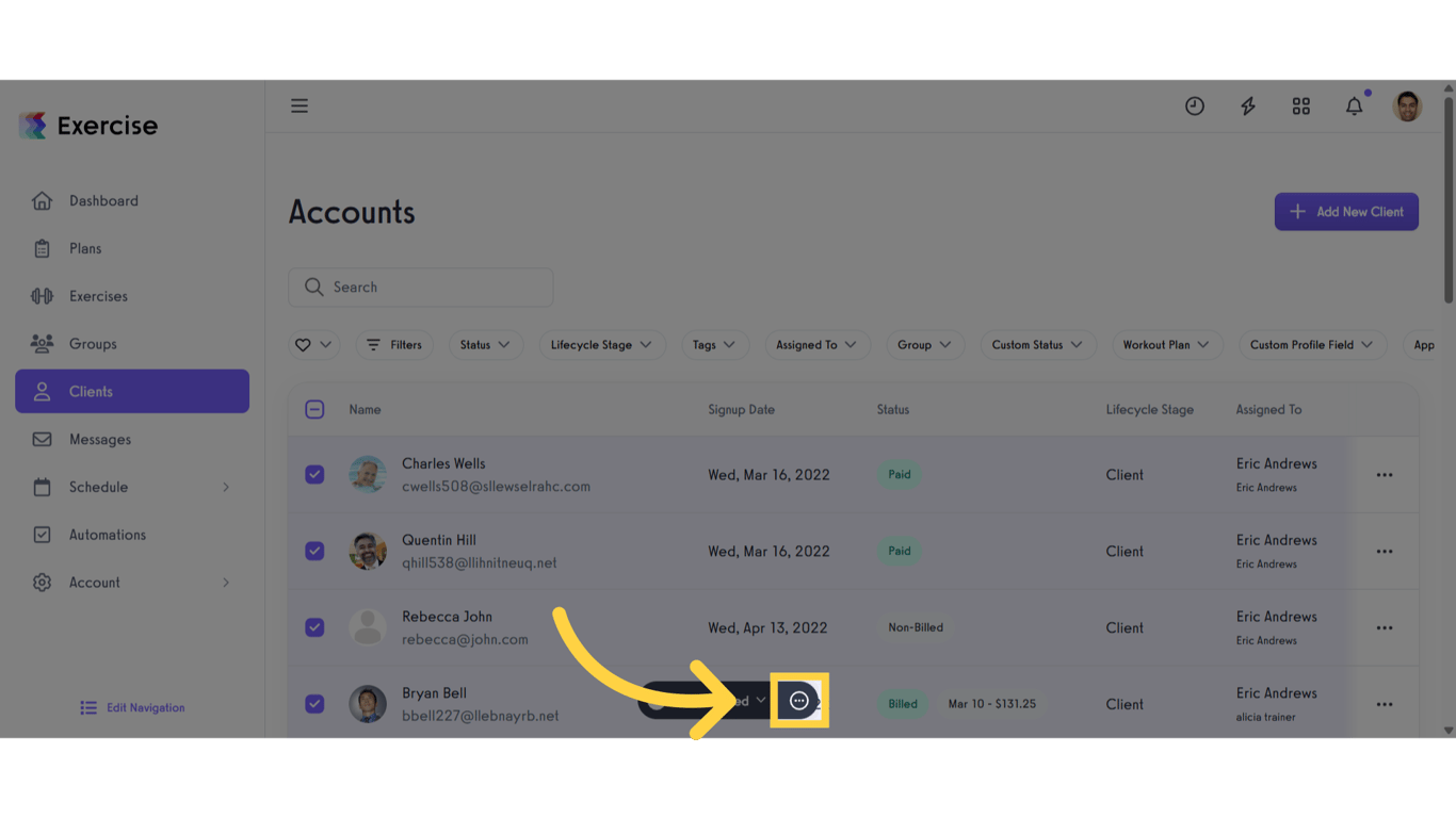 Click the three dot menu