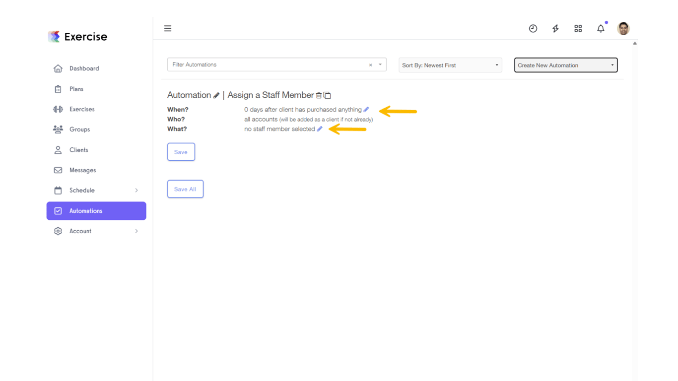 Click on the edit icons to customize the settings.
