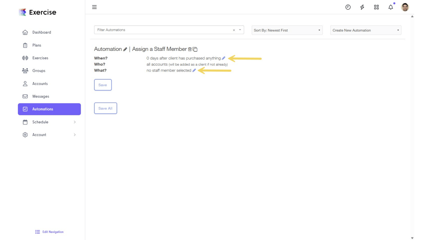 Click on the edit icons to customize the settings.