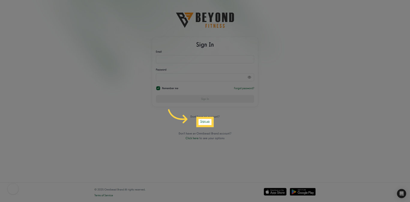Click 'Sign Up' in Intercom.