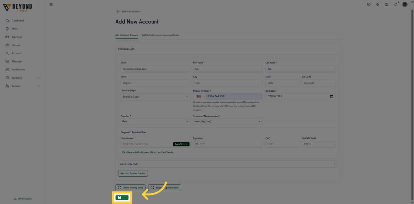 Complete required fields and click 'Save'.