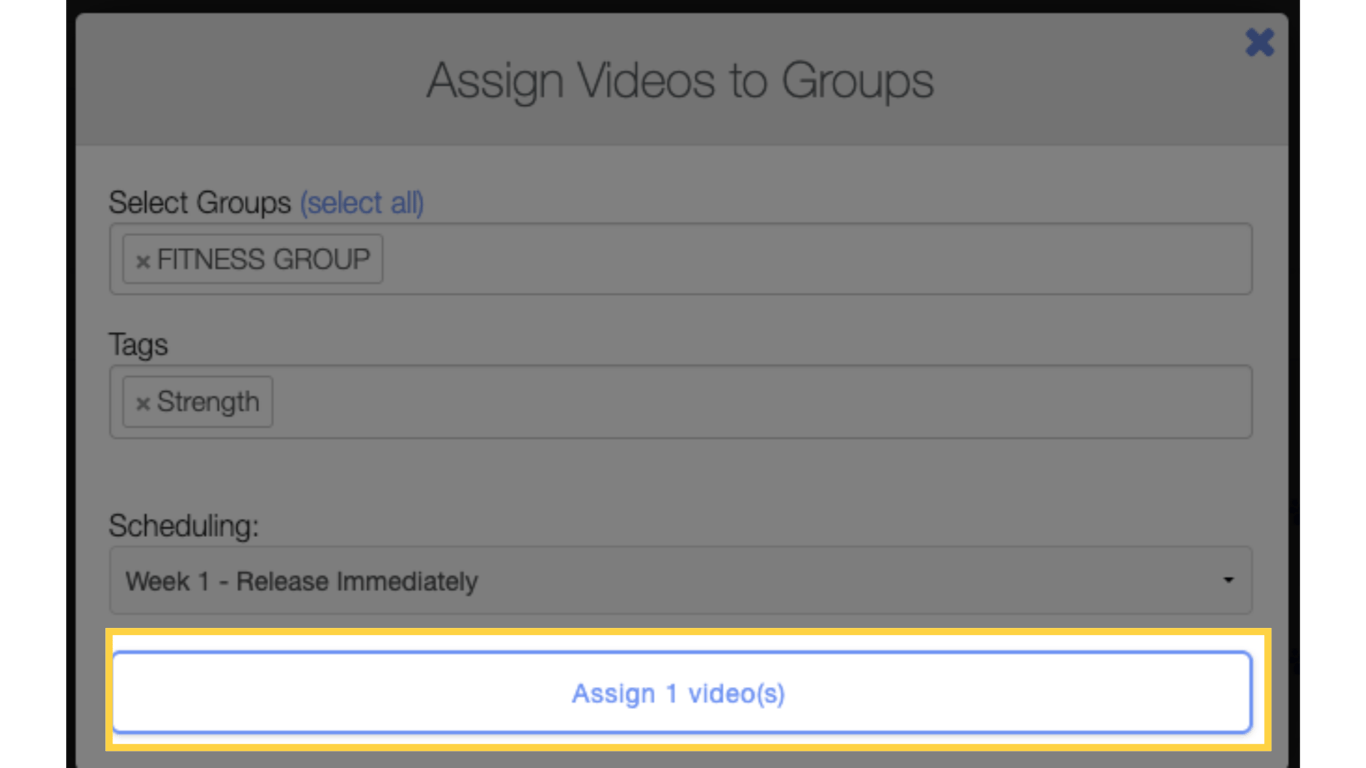Option 1 Step 3: Click on the “Assign Videos” button.