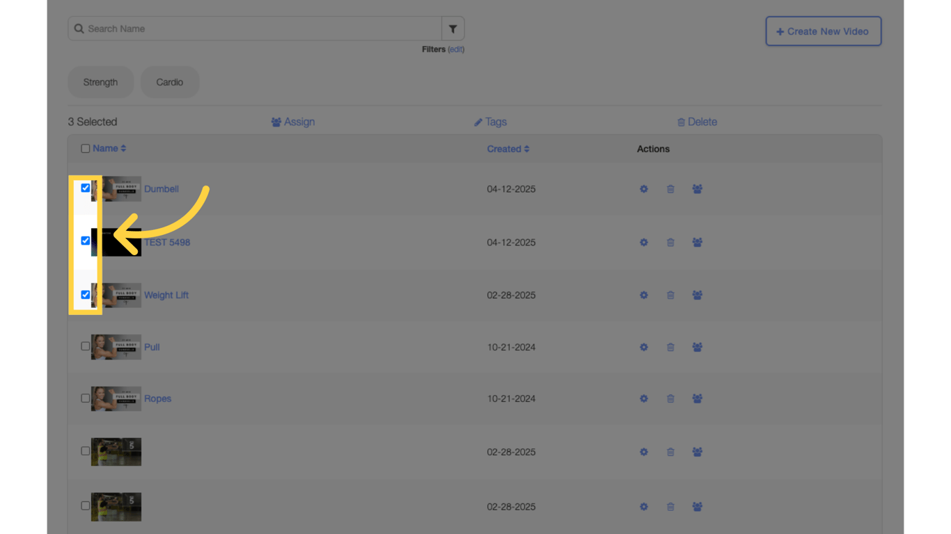 Option 2 Step 1: Select multiple videos.