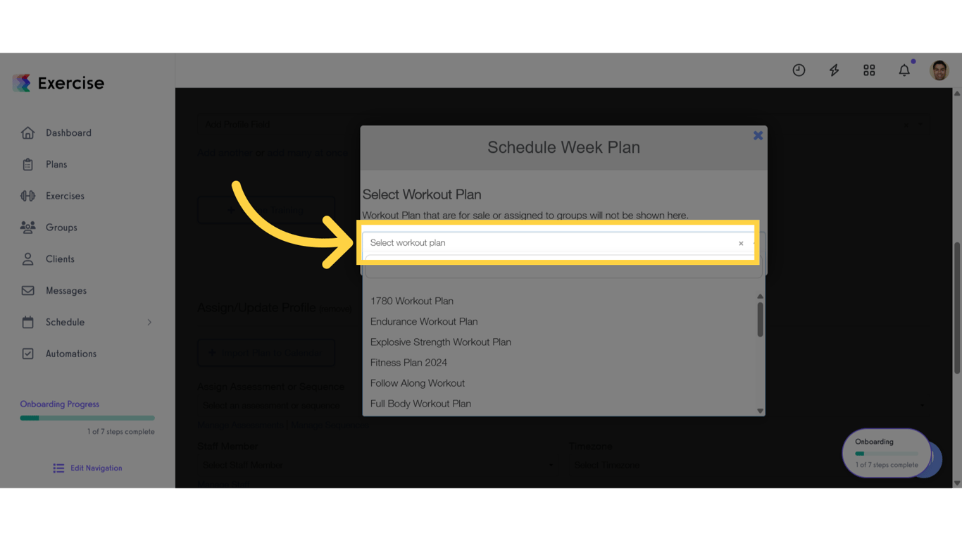 Select a workout plan.