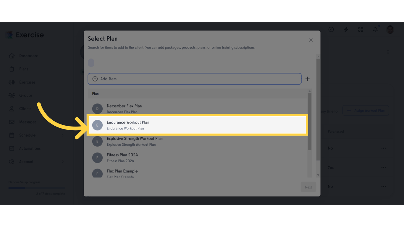 Select a workout plan