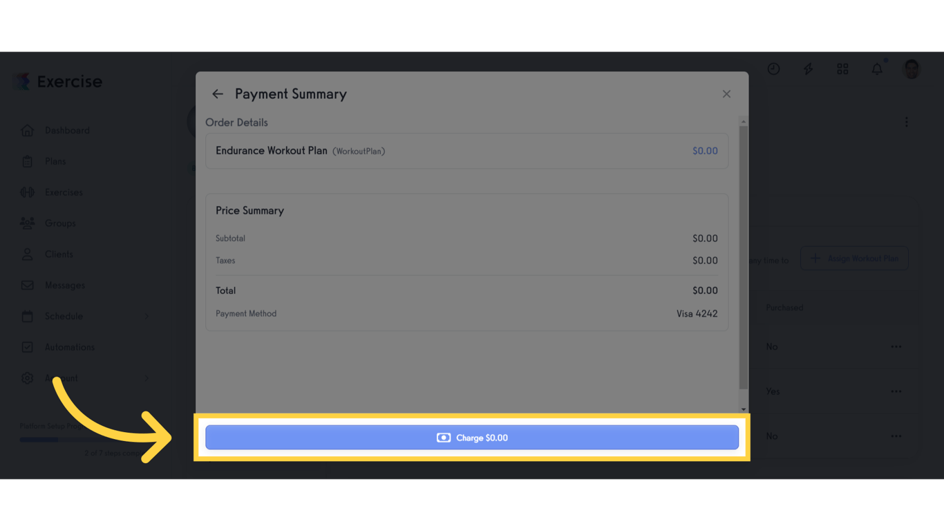 Click 'Charge $0.00'