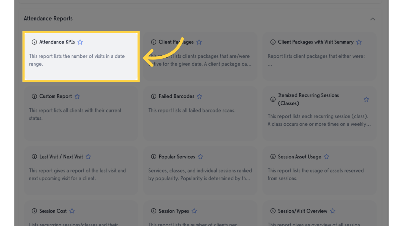 Click 'Attendance KPIs'