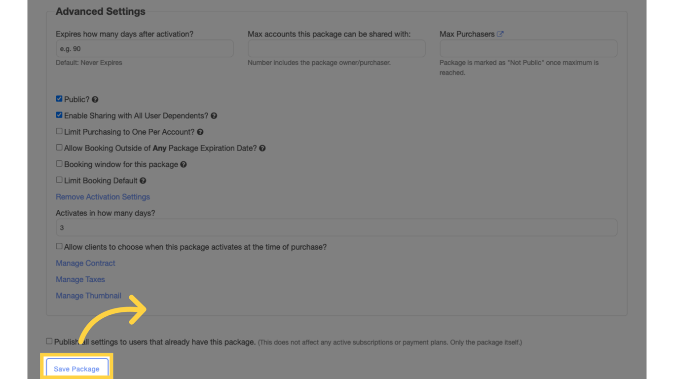 Click 'Save Package'.