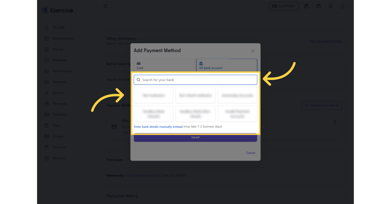 Find your bank and sign in to your account.