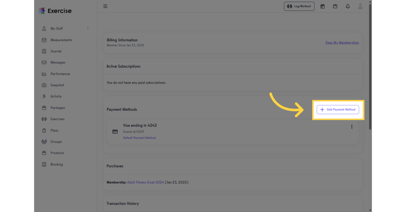 Click 'Add Payment Method.'