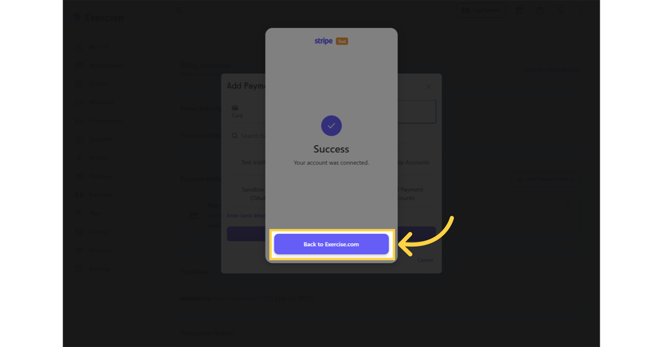 Click 'Back to Exercise.com.'