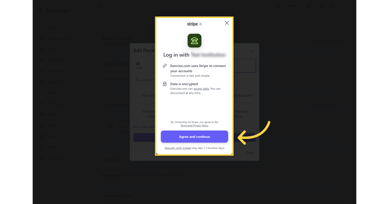In the pop-up modal, click “Agree and Continue.”