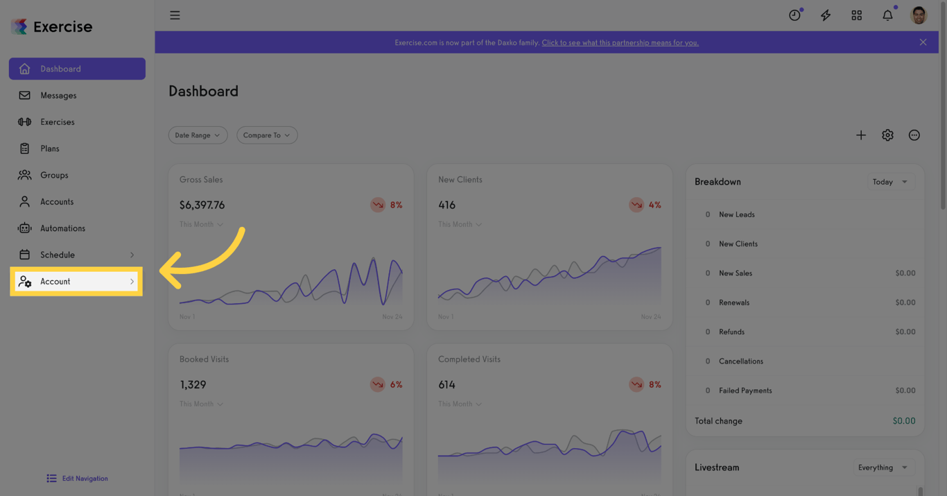 Navigate to the Account tab.