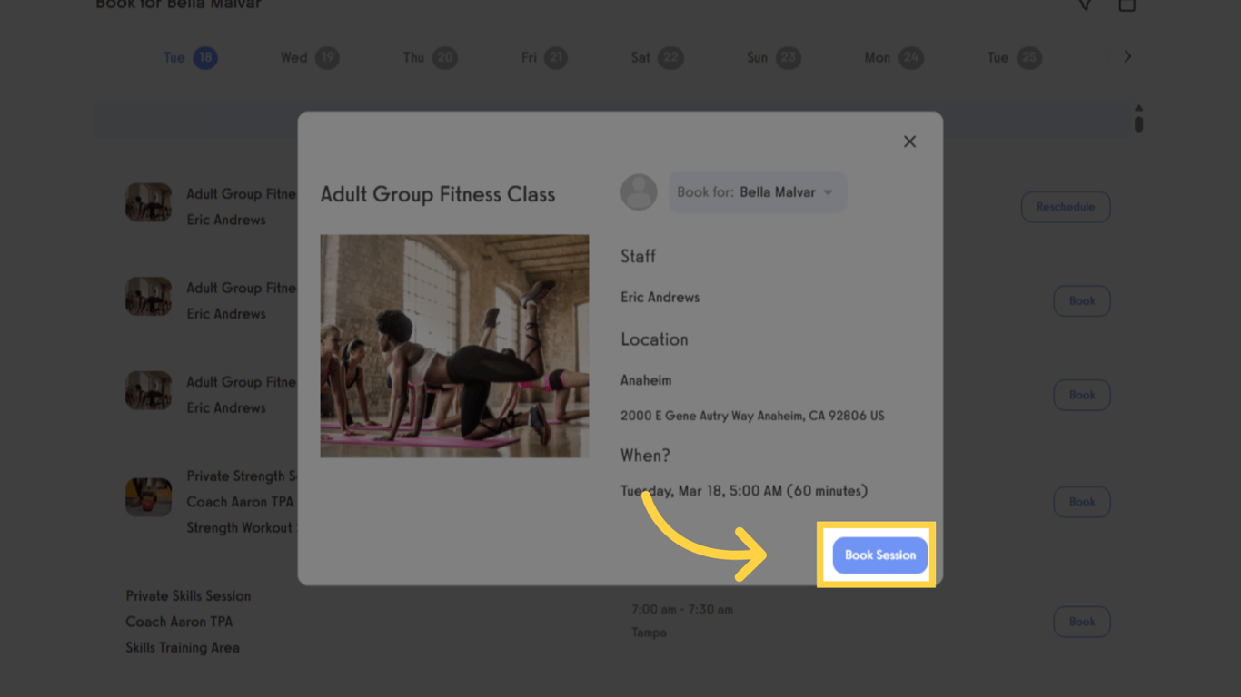 Click 'Book Session'.