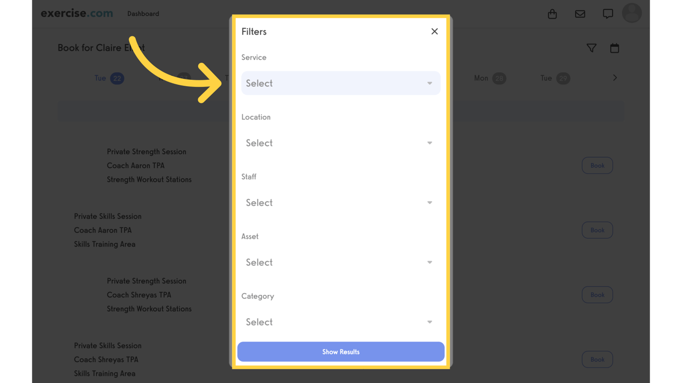 Client View - Select Filters