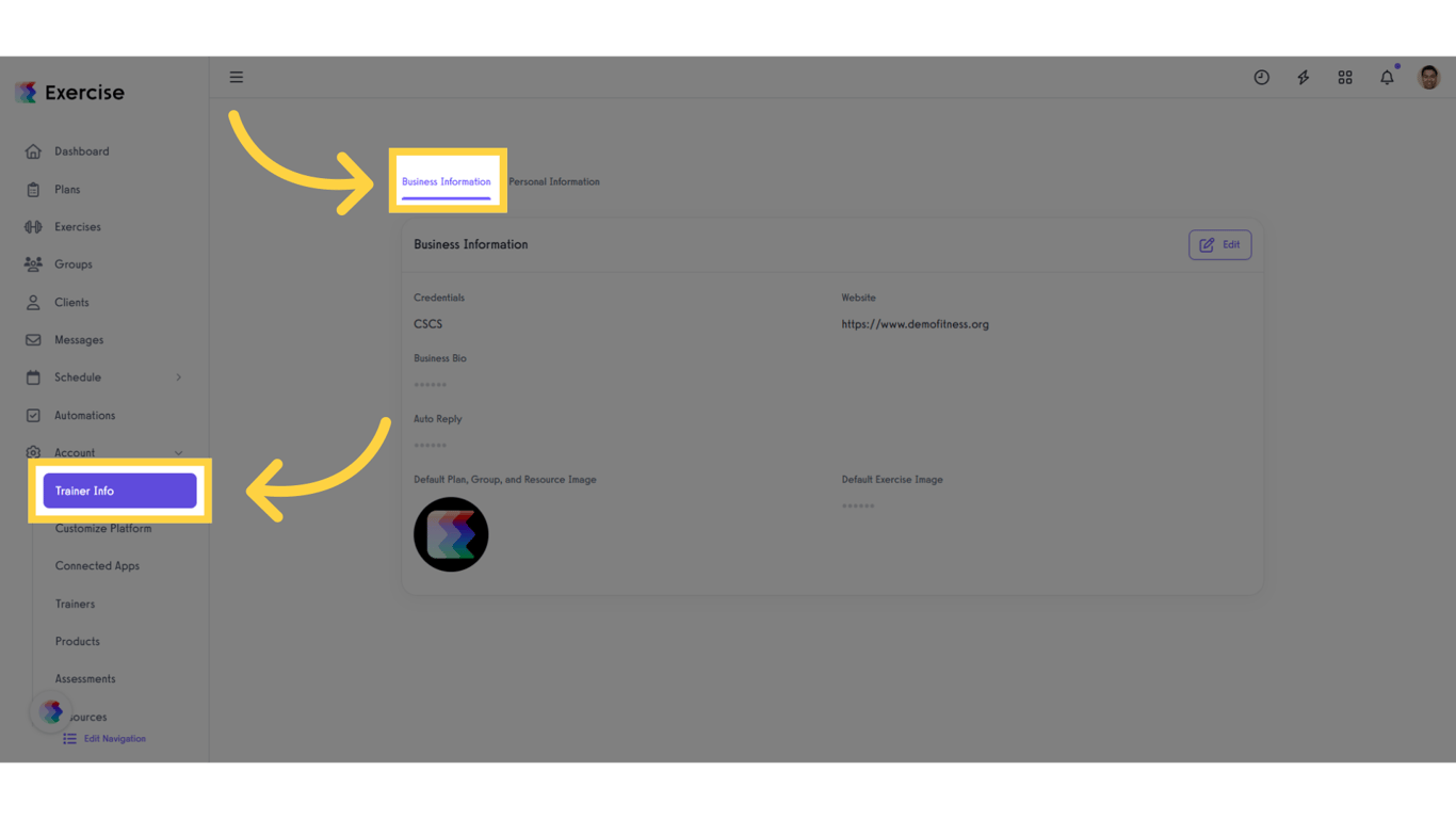 Click 'Trainer Info'