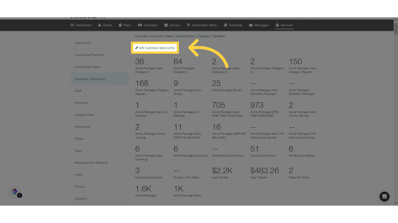 Edit Business Data Points
