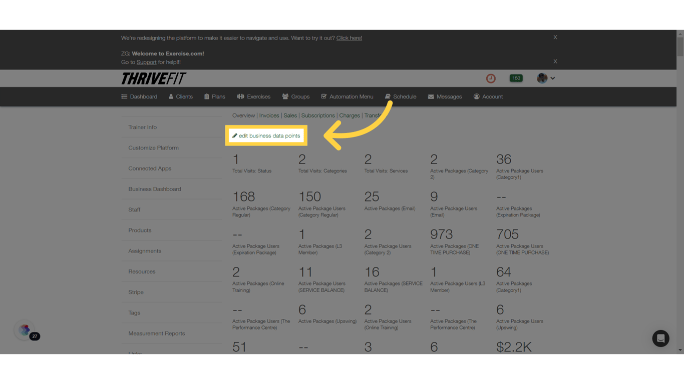Edit Business Data Points