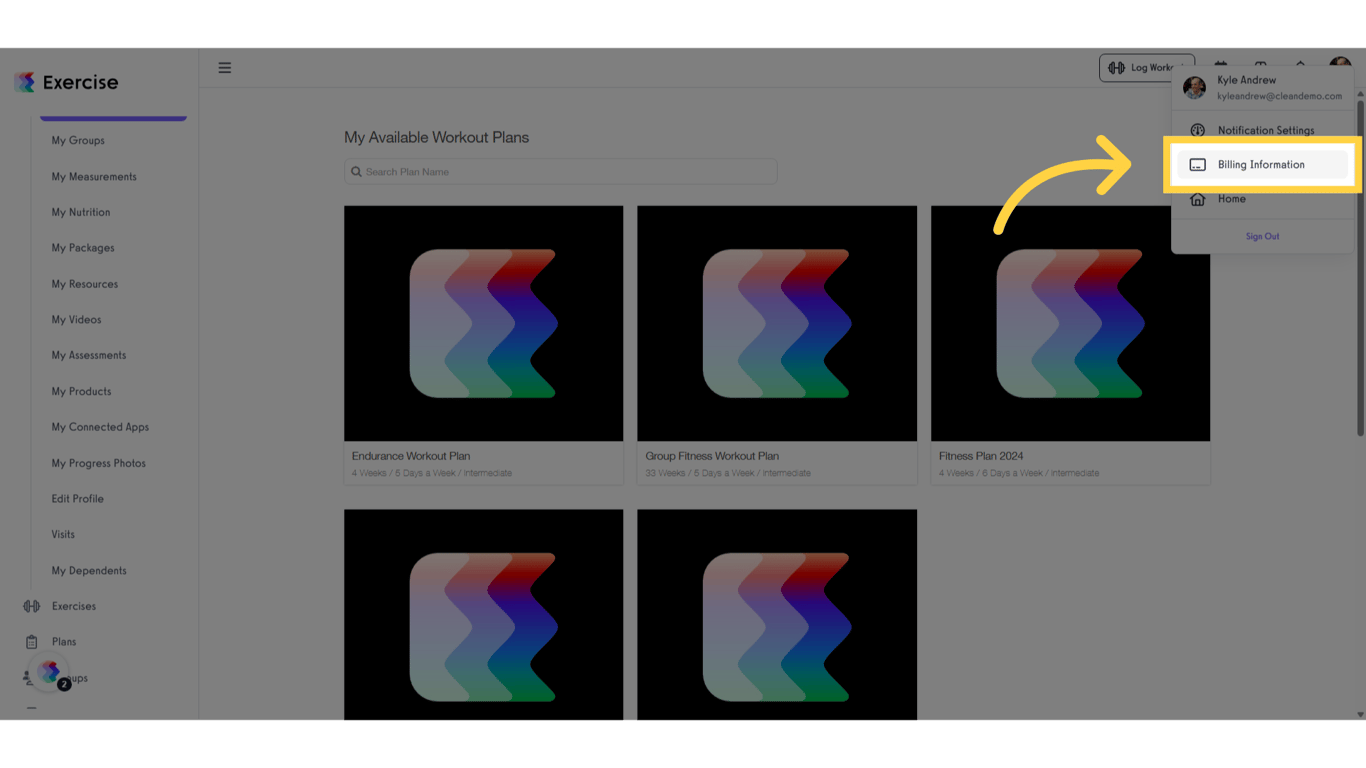 Click 'Billing Information'