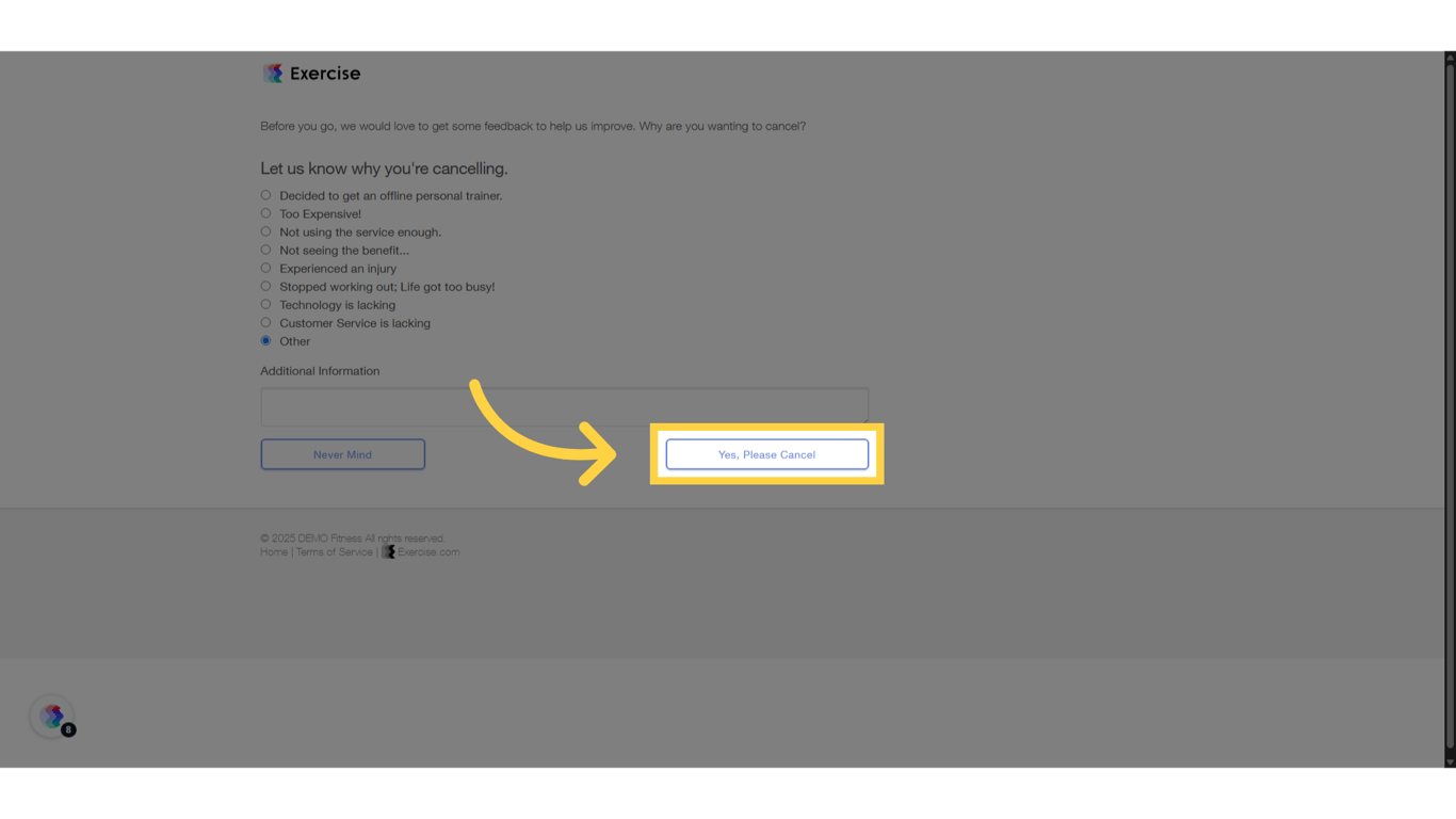 Click 'Yes, Please Cancel'