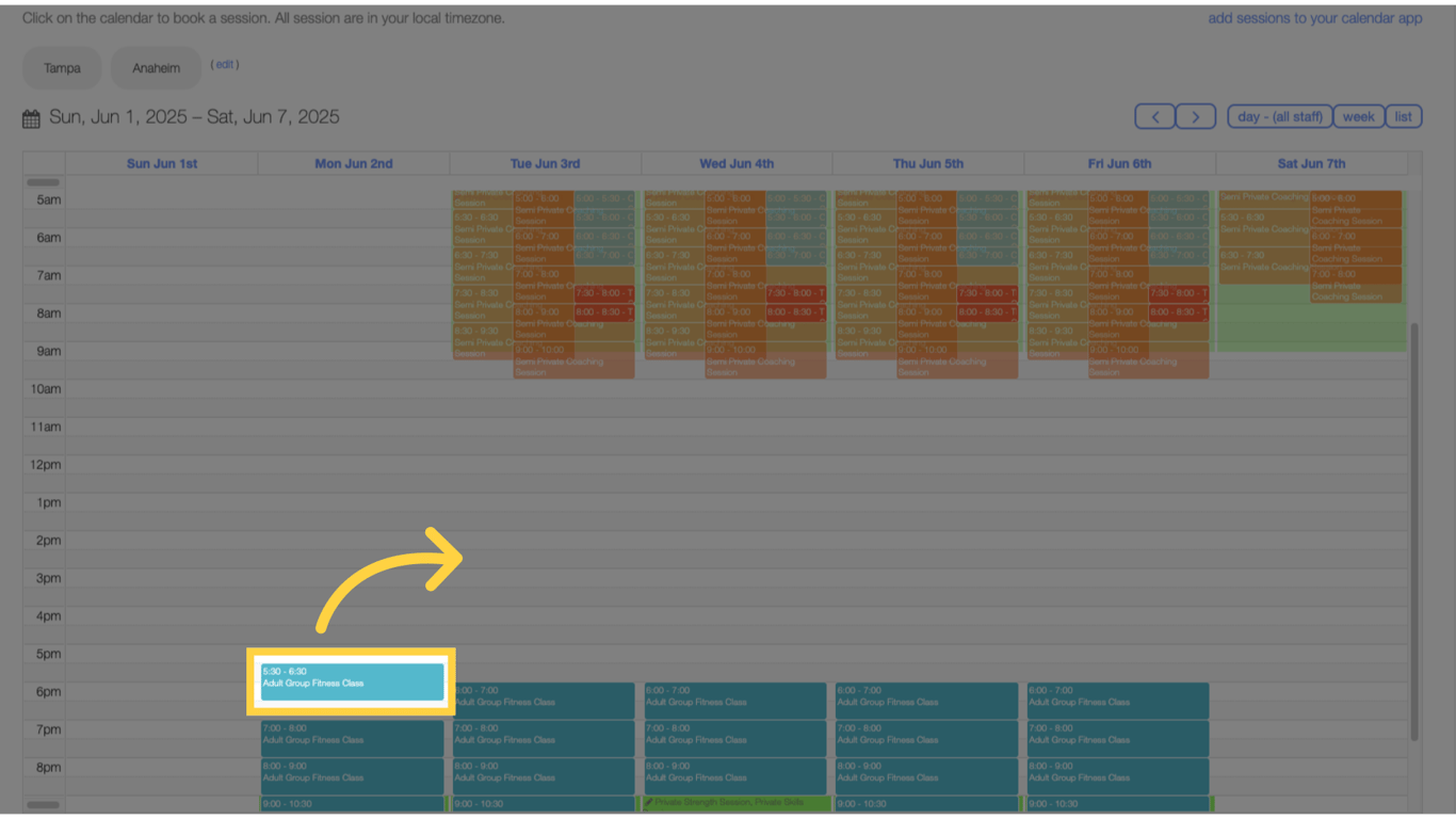 Click the appointment on the schedule.