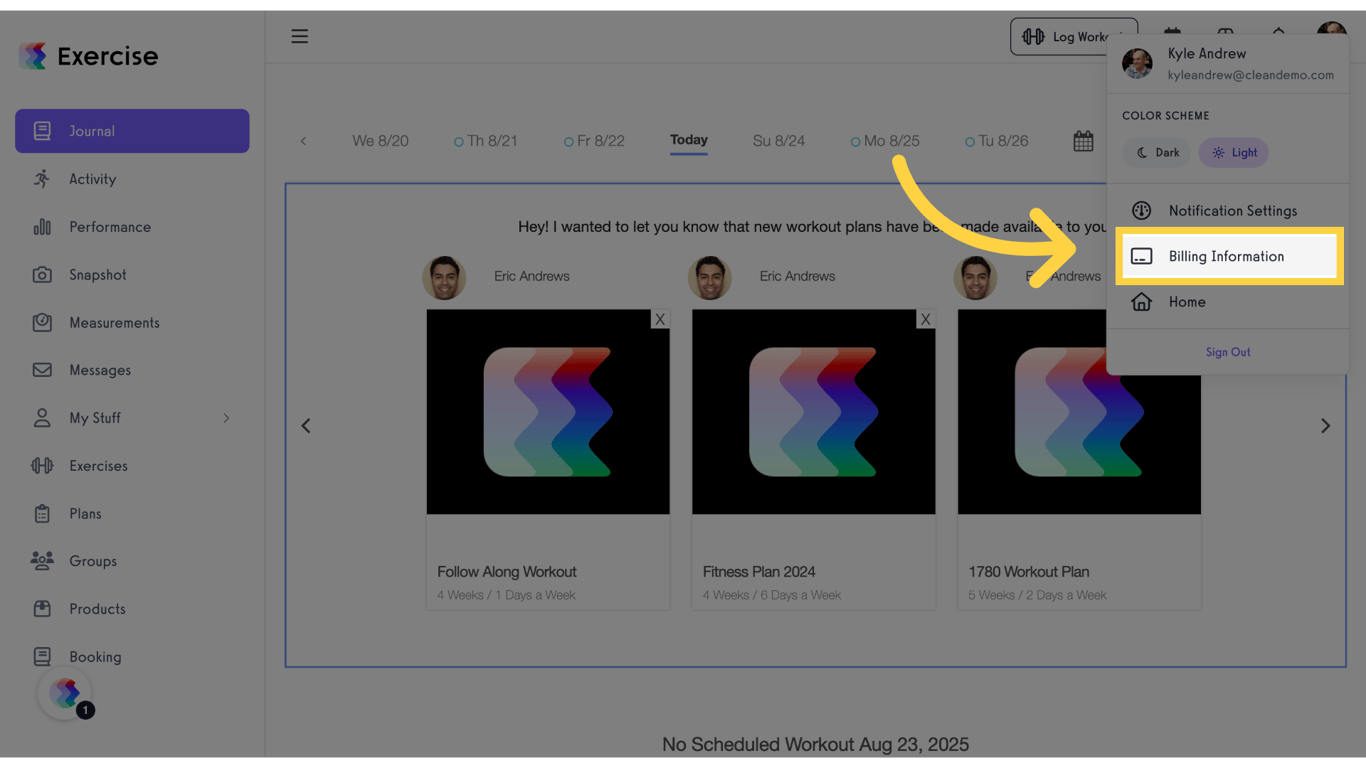 Click 'Billing Information'