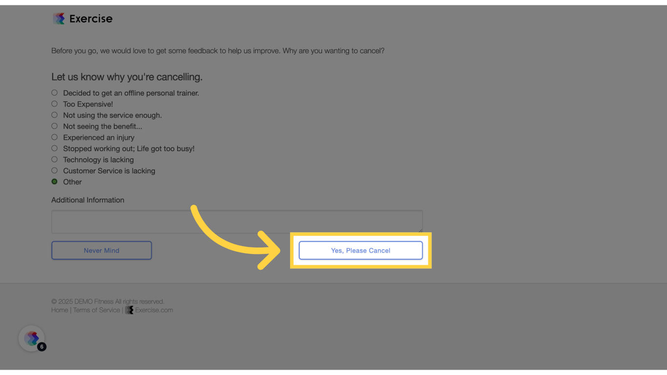 Click 'Yes, Please Cancel'